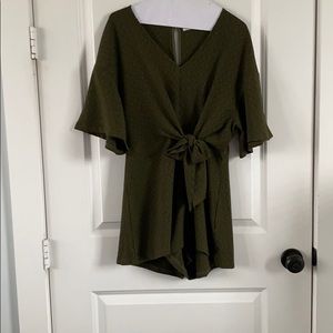 flowy army green romper